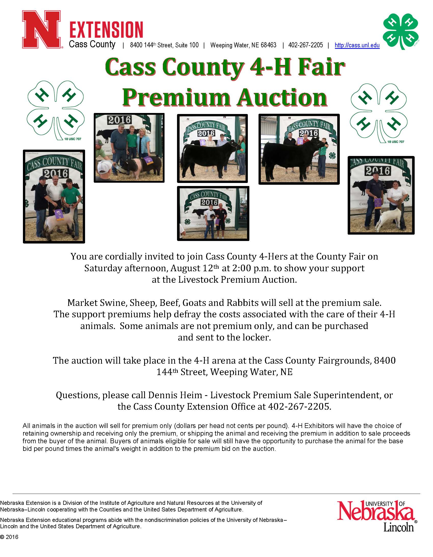 Livestock Auction flyer for 2017